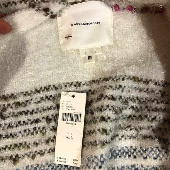 NEW Anthropologie Anthro Womens One Size Ivory Chunky Open Cardigan NWT $120 - Picture 10 of 12